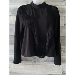 H&M Black Fringe Top